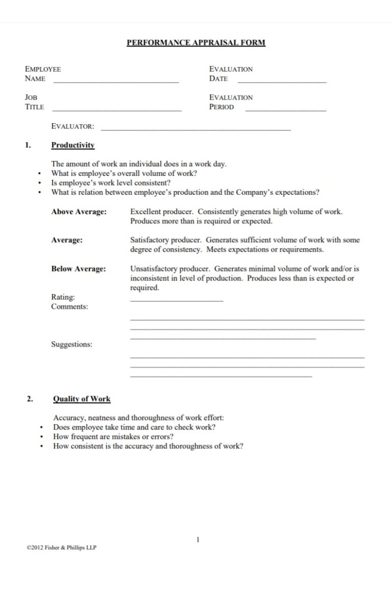 Performance Evaluation Template