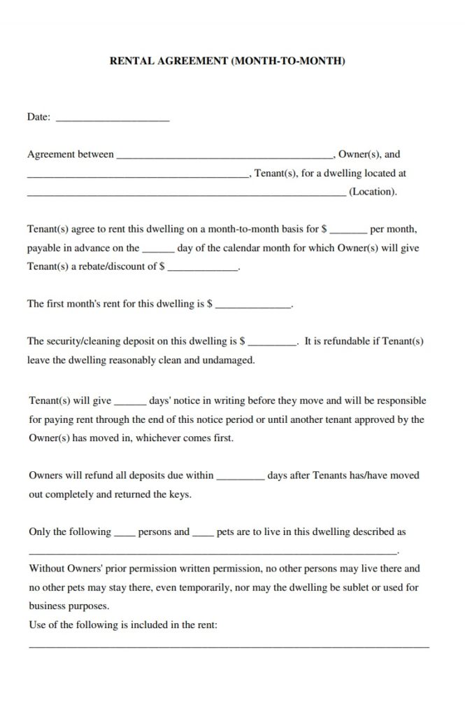 Rental Agreement Template