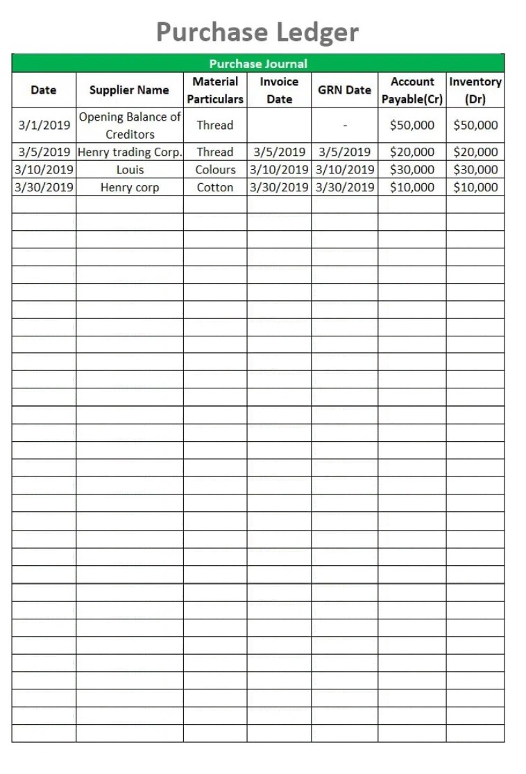 purchase order account assignment table