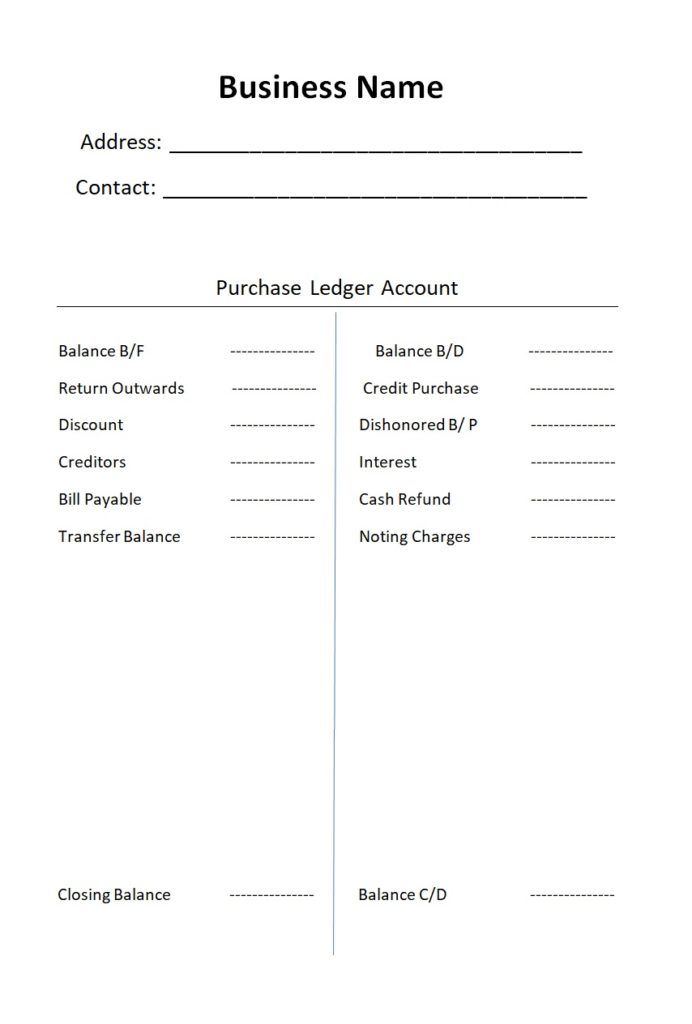 Purchase Ledger Template