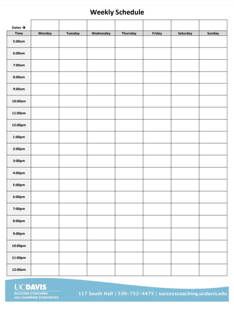 Weekly Schedule Template PDF