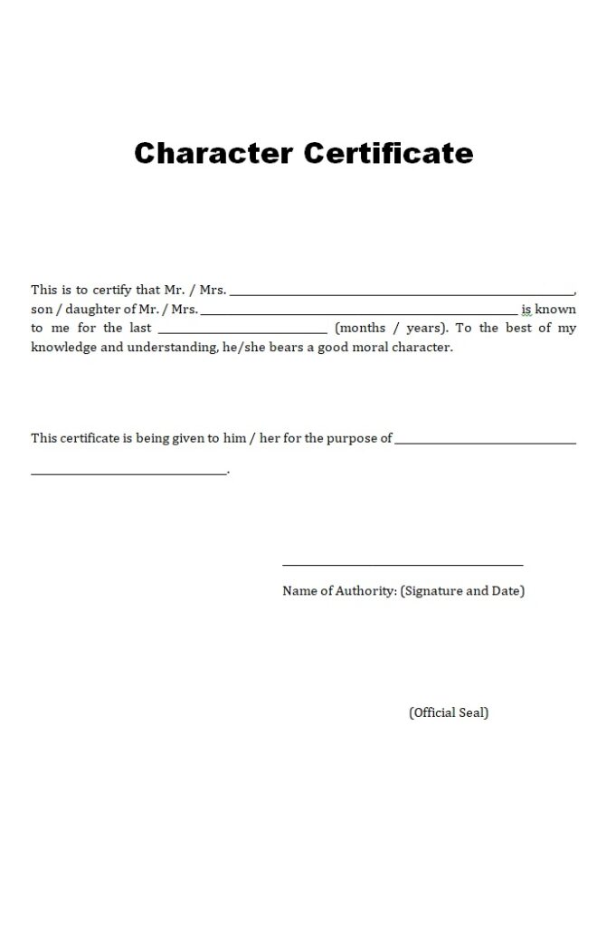 Character Certificate