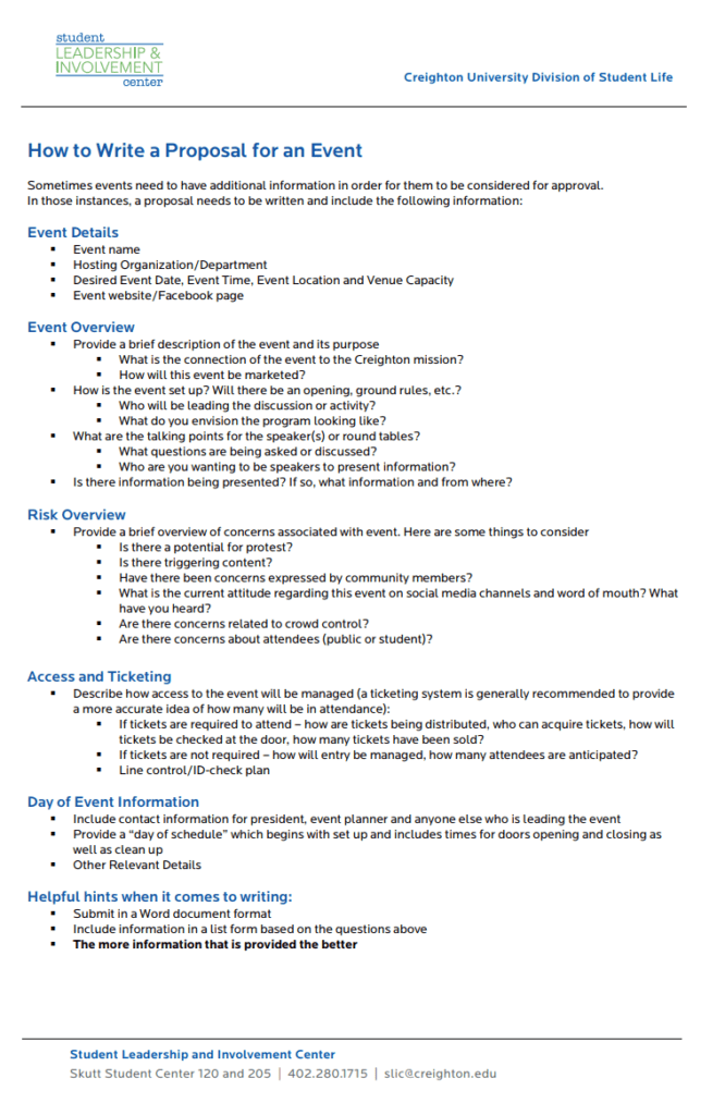 Event Proposal Writing Template