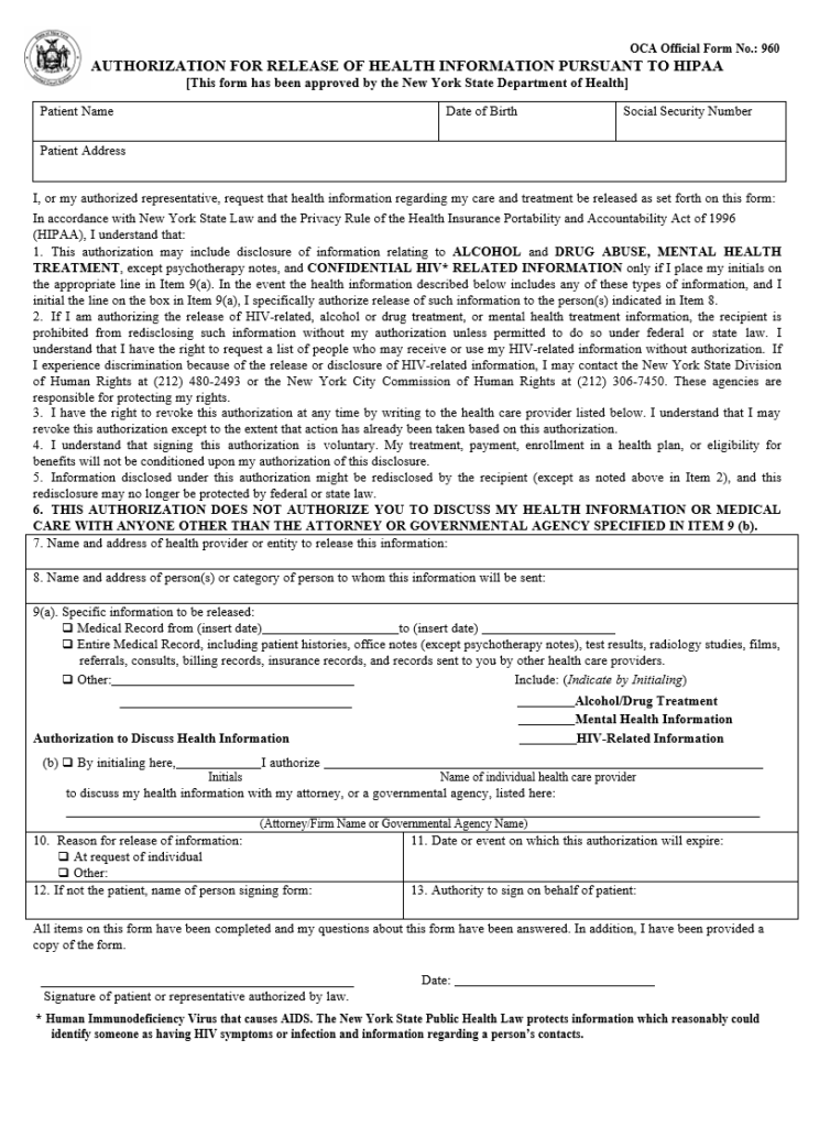 Official Release Authorization Form