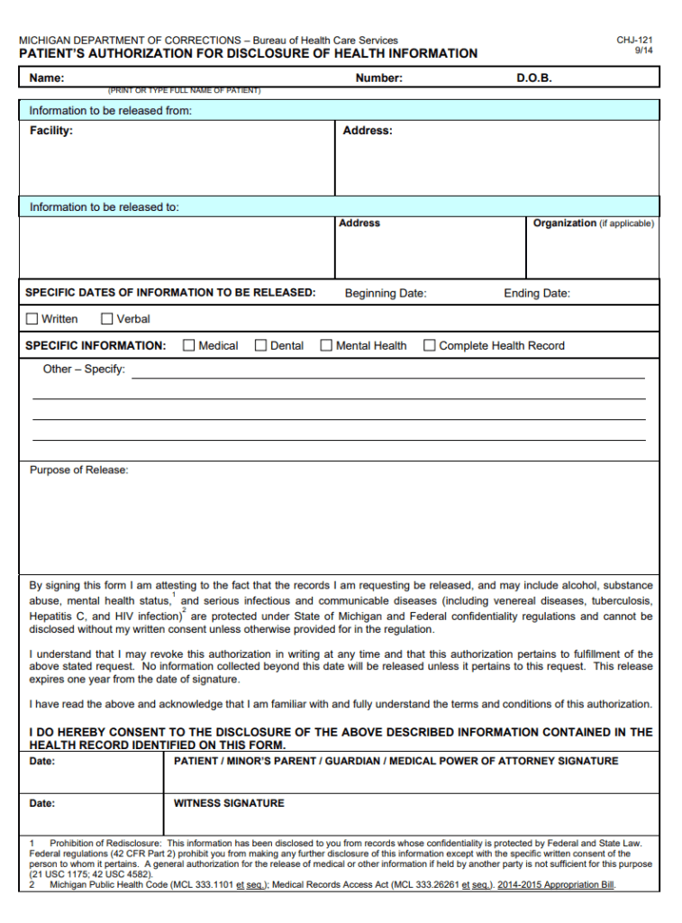 Patient Information Release Authorization Form