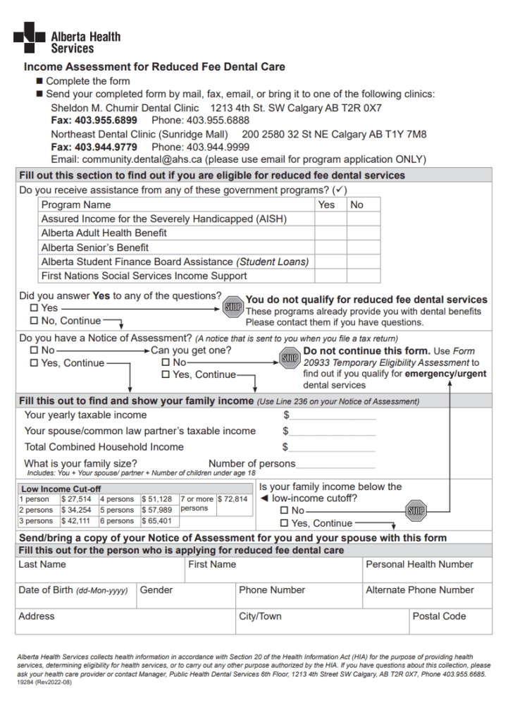 Dental Business Income Assessment Form