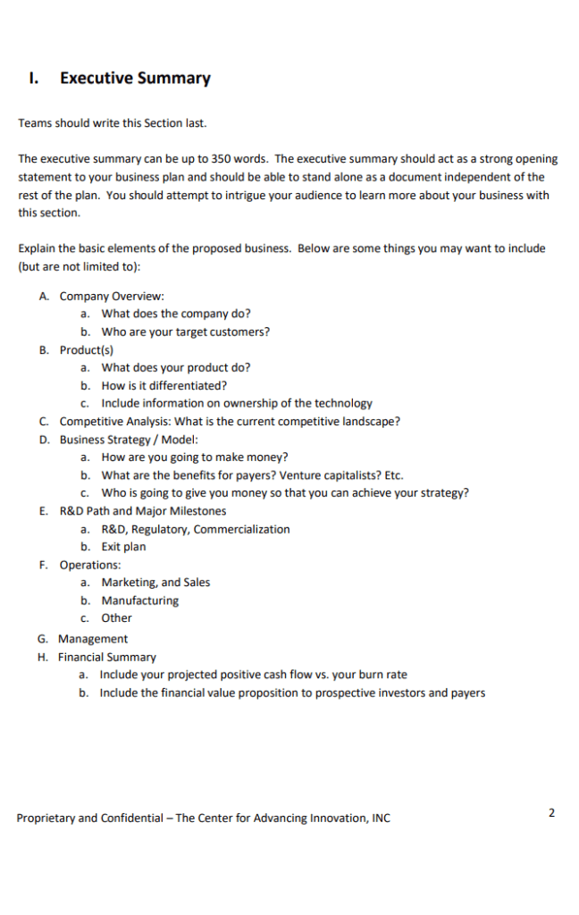 Executive Summary Template Printable