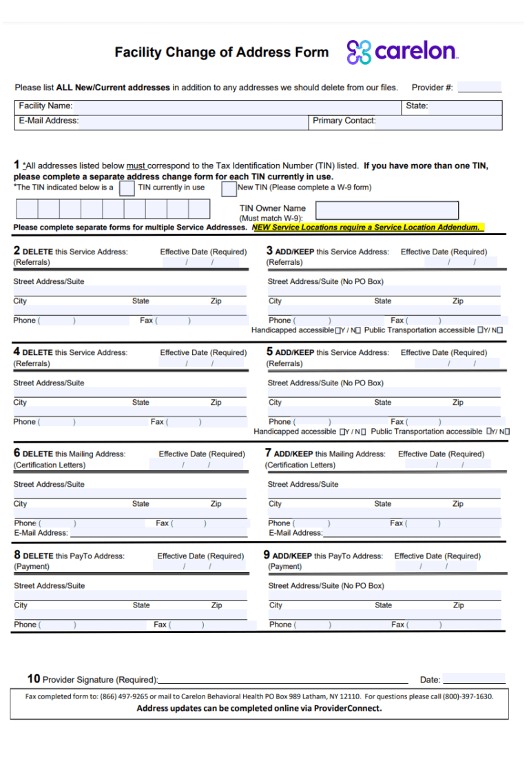 Change of Address Form | Free Word Templates