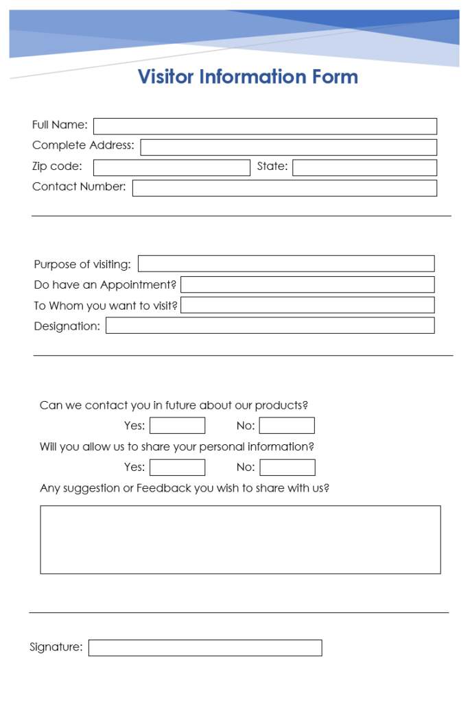 Visitor Information Form Template