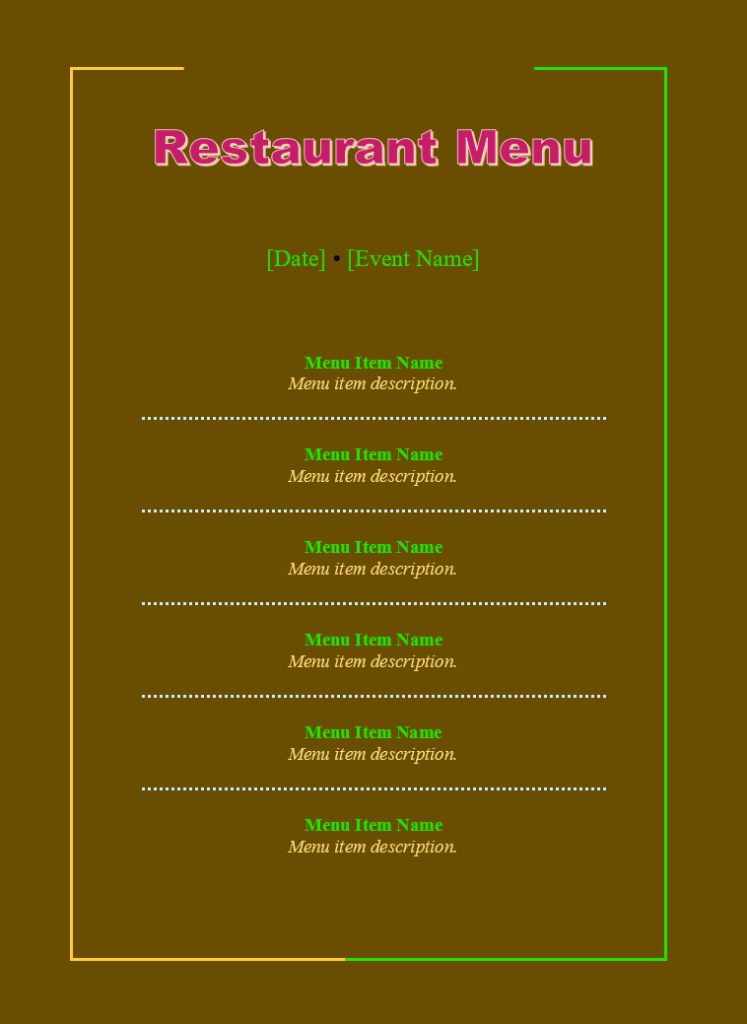 Basic Restaurant Menu Template
