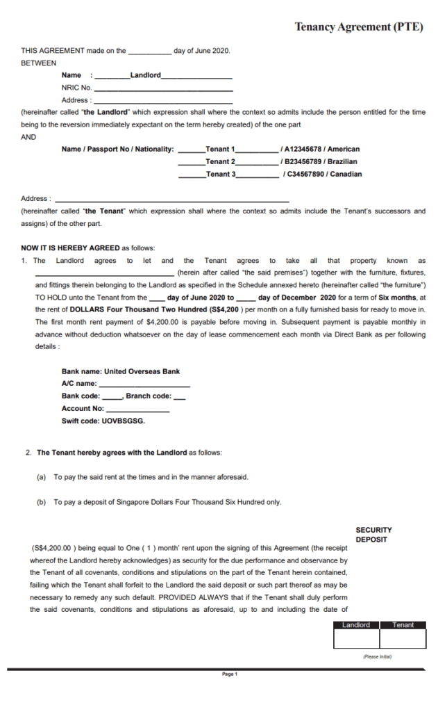 Tenancy Agreement Format