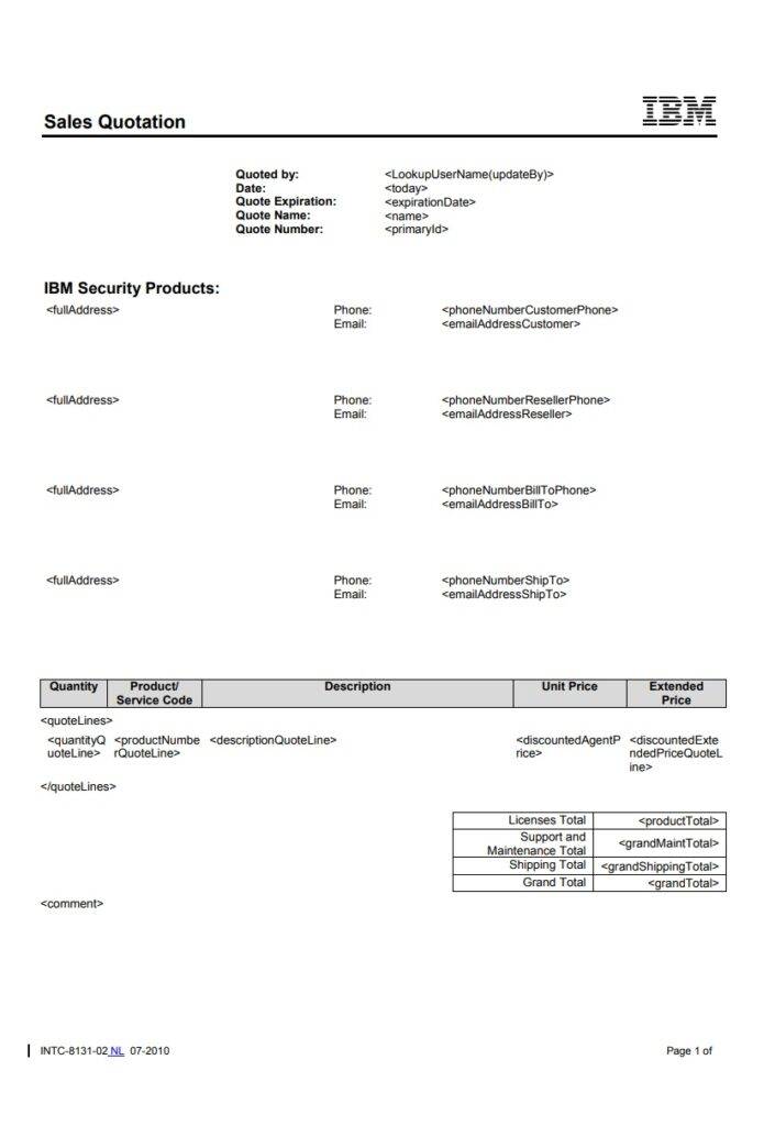 sales quote template