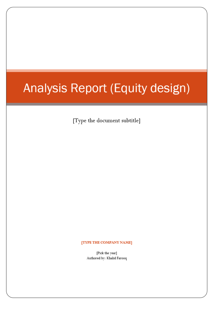 Analysis Report Format