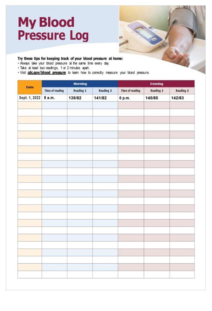 Professional Blood Pressure Log Template