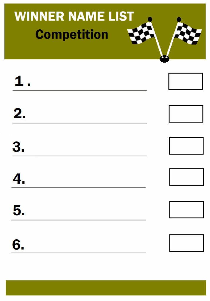 Winner Name List Template