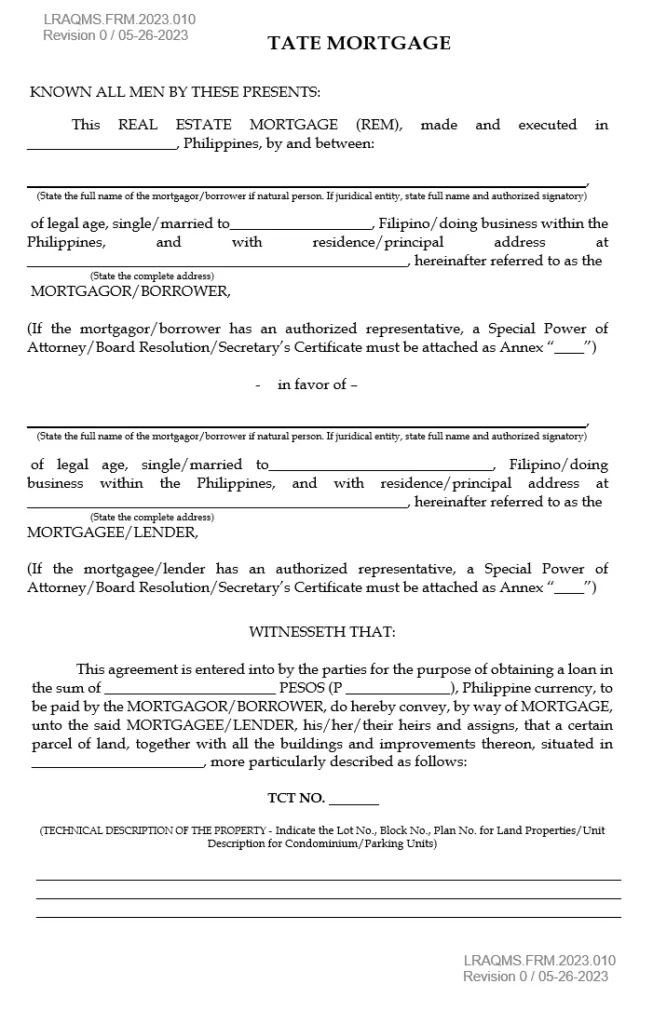 Mortgage Agreement Template | Free Word Templates