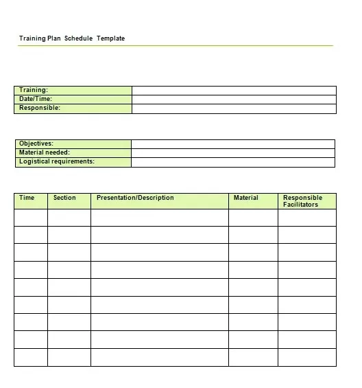 Training Schedule Template | Free Word Templates