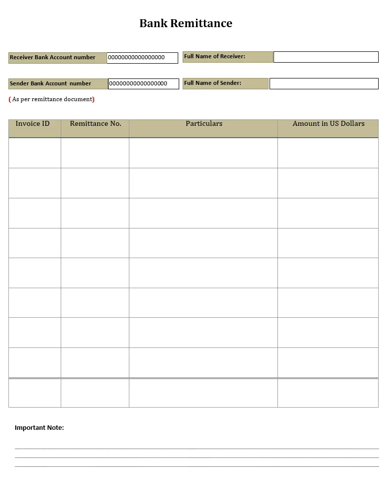 remittance template